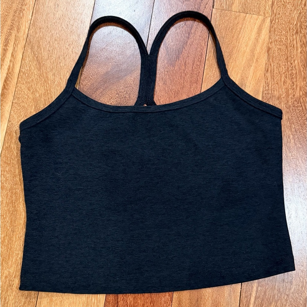 Beyond Yoga Spacedye Slim Racerback Crop Tank Darkest Night black EUC Small